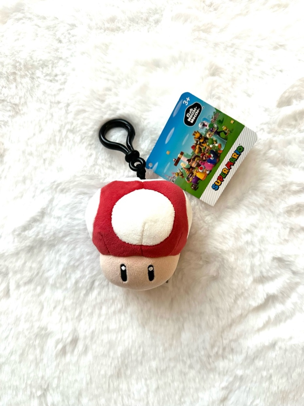New SUPER MARIO Club Mocchi Mushroom Plush Clip On Keychain Kid  Adult Accessory